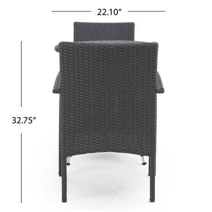 Ensemble de bistro en osier pour extérieur Peterson, 3 pièces, avec coussins, de Christopher Knight Home