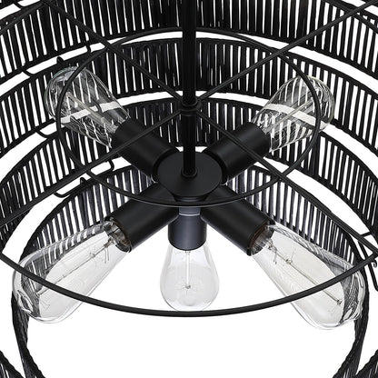 Piersan Lustre moderne bohème à 5 lumières avec abat-jour en rotin à plusieurs niveaux - 66 cm de largeur