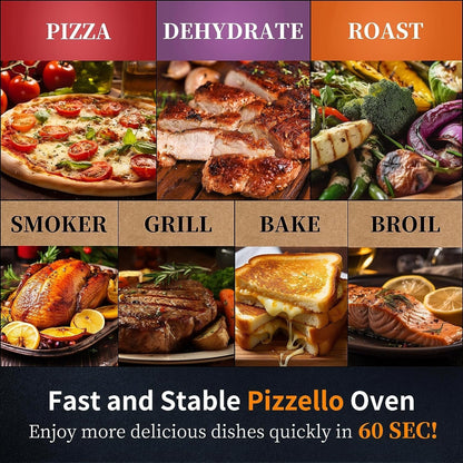 Four à pizza extérieur multi-combustible, cuiseur à pizza sur pierre avec brûleur à gaz et foyer à bois - 12 pouces