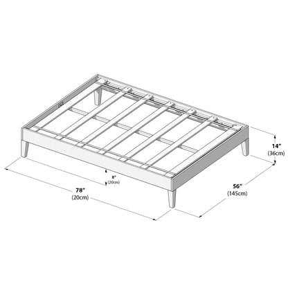 Lit plateforme à lattes et poutres, taille double
