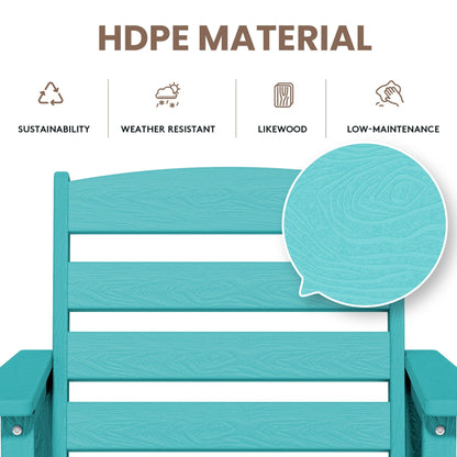 Ensemble de 3 chaises Adirondack hautes en plastique - Ensemble de conversation pour patio