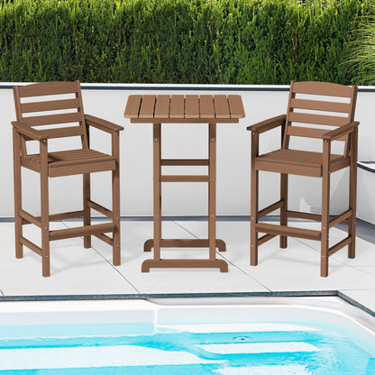Ensemble de 3 chaises Adirondack hautes en plastique - Ensemble de conversation pour patio