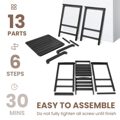 Ensemble de 3 chaises Adirondack hautes en plastique - Ensemble de conversation pour patio