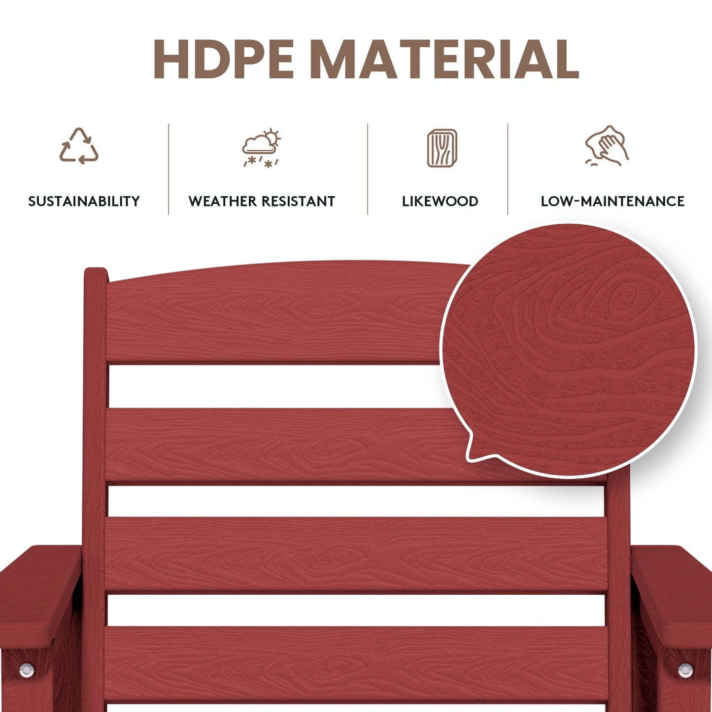 Ensemble de 3 chaises Adirondack hautes en plastique - Ensemble de conversation pour patio