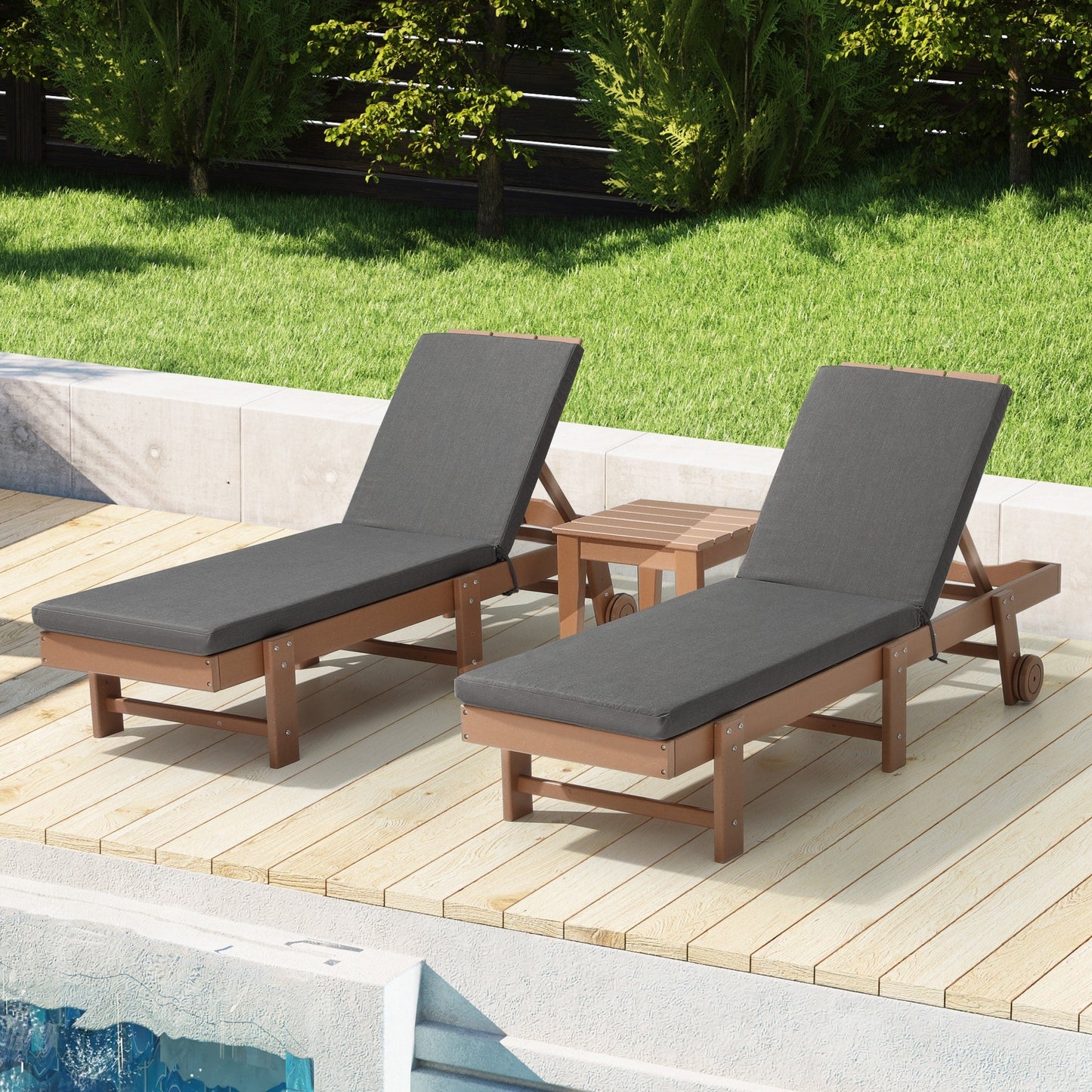 Coussins de chaise longue d'extérieur pour patio, résistants aux intempéries et à la décoloration, de la marque Polytrends - (lot de 2)