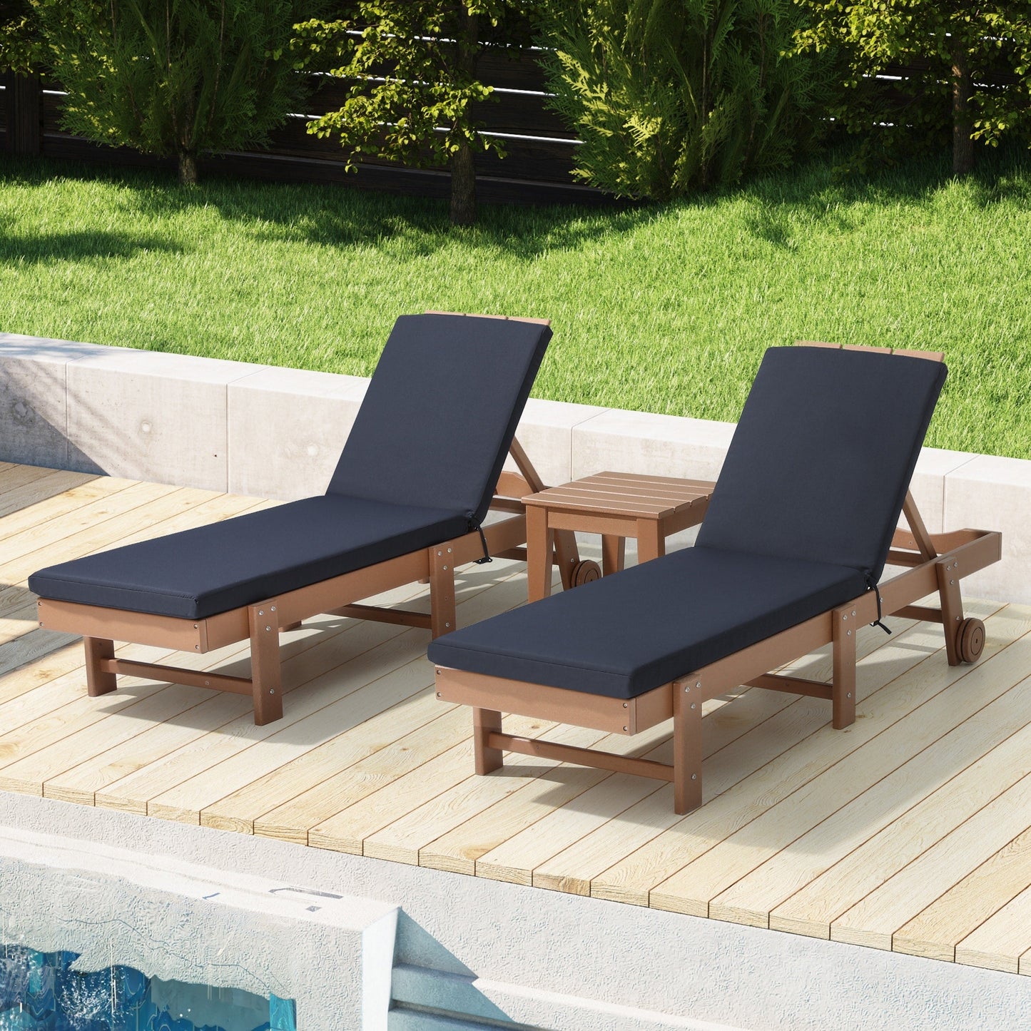 Coussins de chaise longue d'extérieur pour patio, résistants aux intempéries et à la décoloration, de la marque Polytrends - (lot de 2)