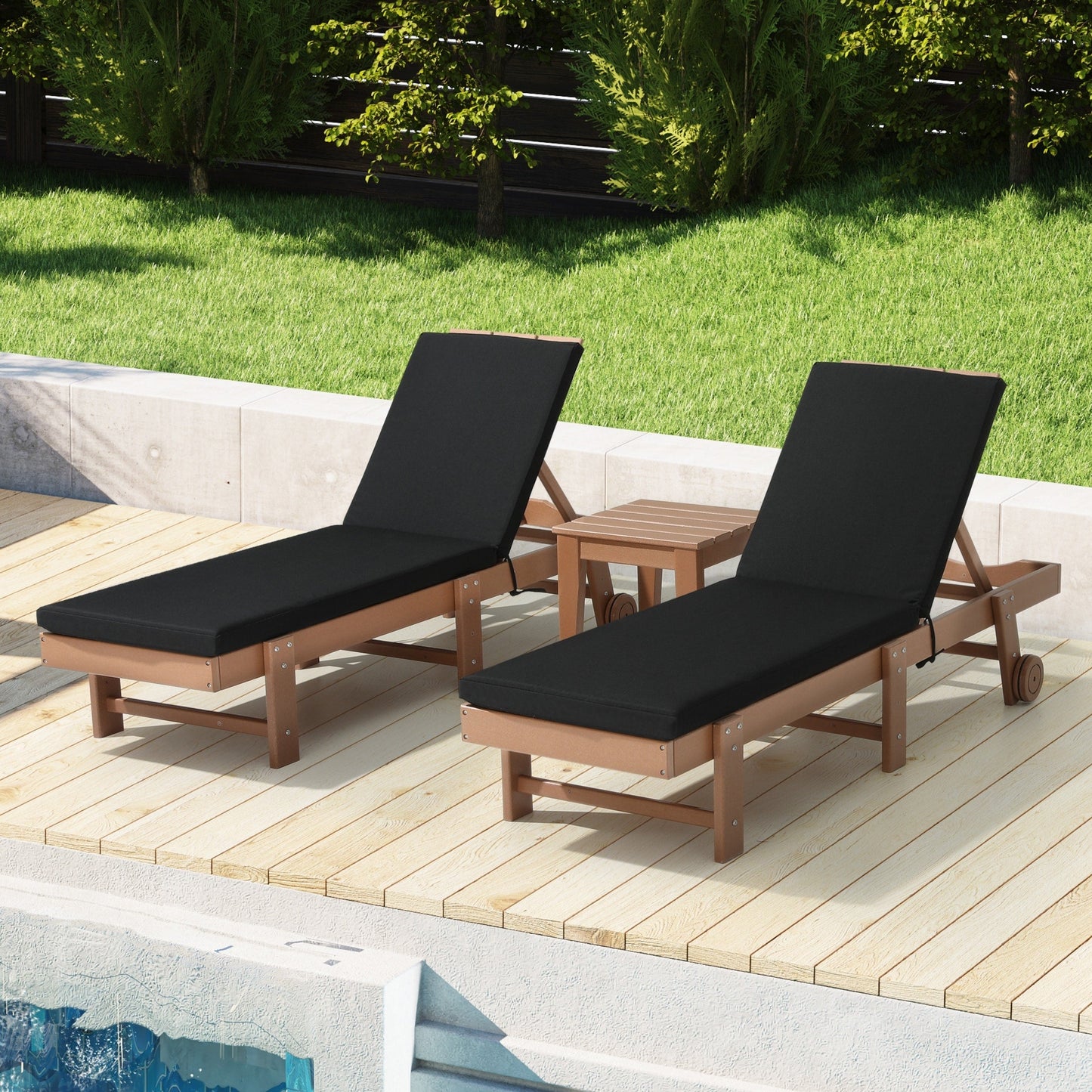 Coussins de chaise longue d'extérieur pour patio, résistants aux intempéries et à la décoloration, de la marque Polytrends - (lot de 2)