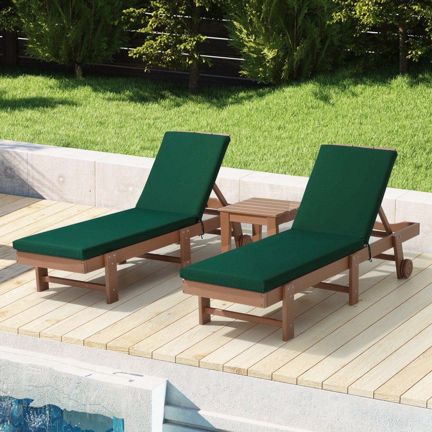 Coussins de chaise longue d'extérieur pour patio, résistants aux intempéries et à la décoloration, de la marque Polytrends - (lot de 2)