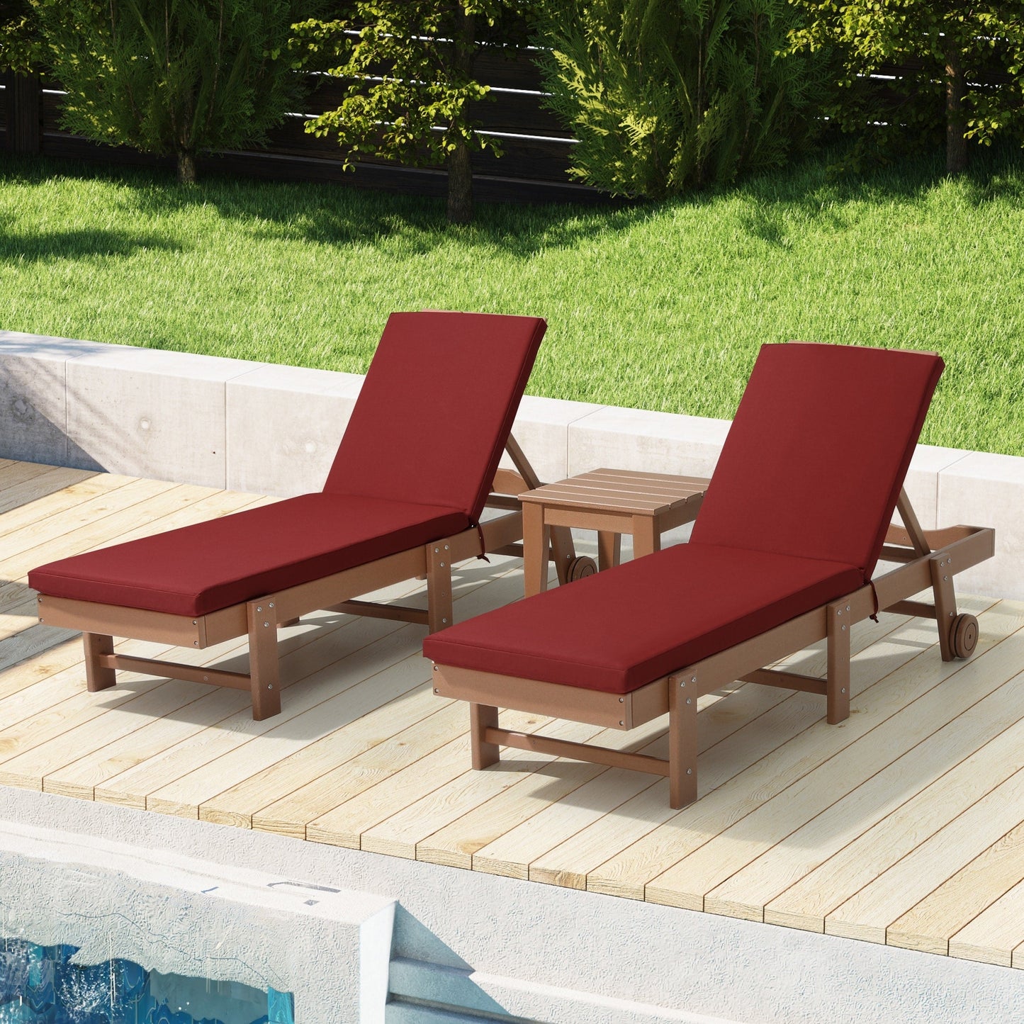 Coussins de chaise longue d'extérieur pour patio, résistants aux intempéries et à la décoloration, de la marque Polytrends - (lot de 2)