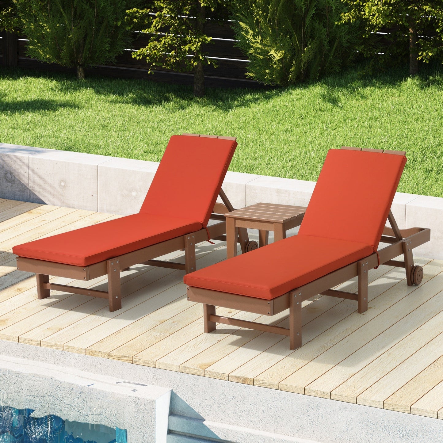 Coussins de chaise longue d'extérieur pour patio, résistants aux intempéries et à la décoloration, de la marque Polytrends - (lot de 2)
