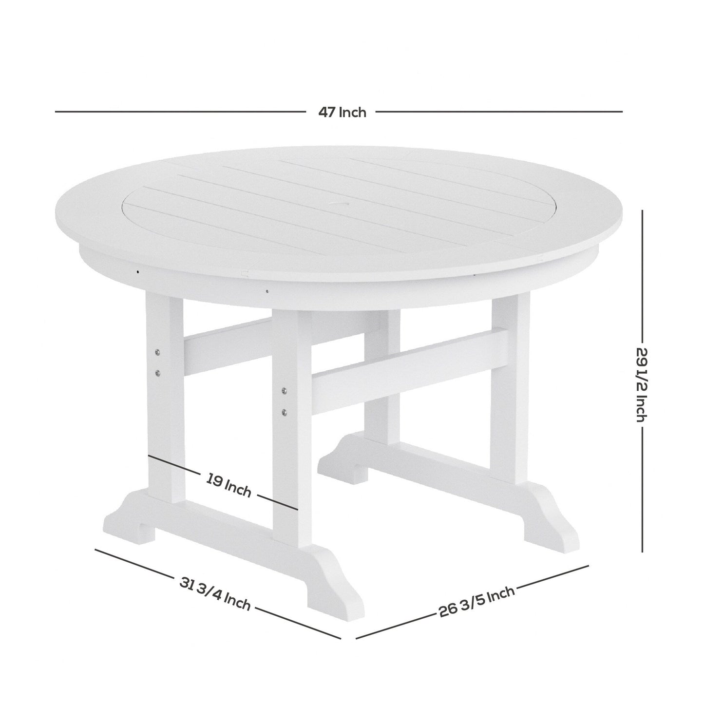 Ensemble de repas de jardin Polytrends Laguna en HDPE, résistant aux intempéries, avec table ronde et chaises à accoudoirs (ensemble de 5 pièces)