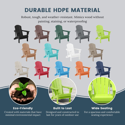 Chaise de jardin pliante Adirondack Polytrends Laguna, résistante à la décoloration et aux intempéries.