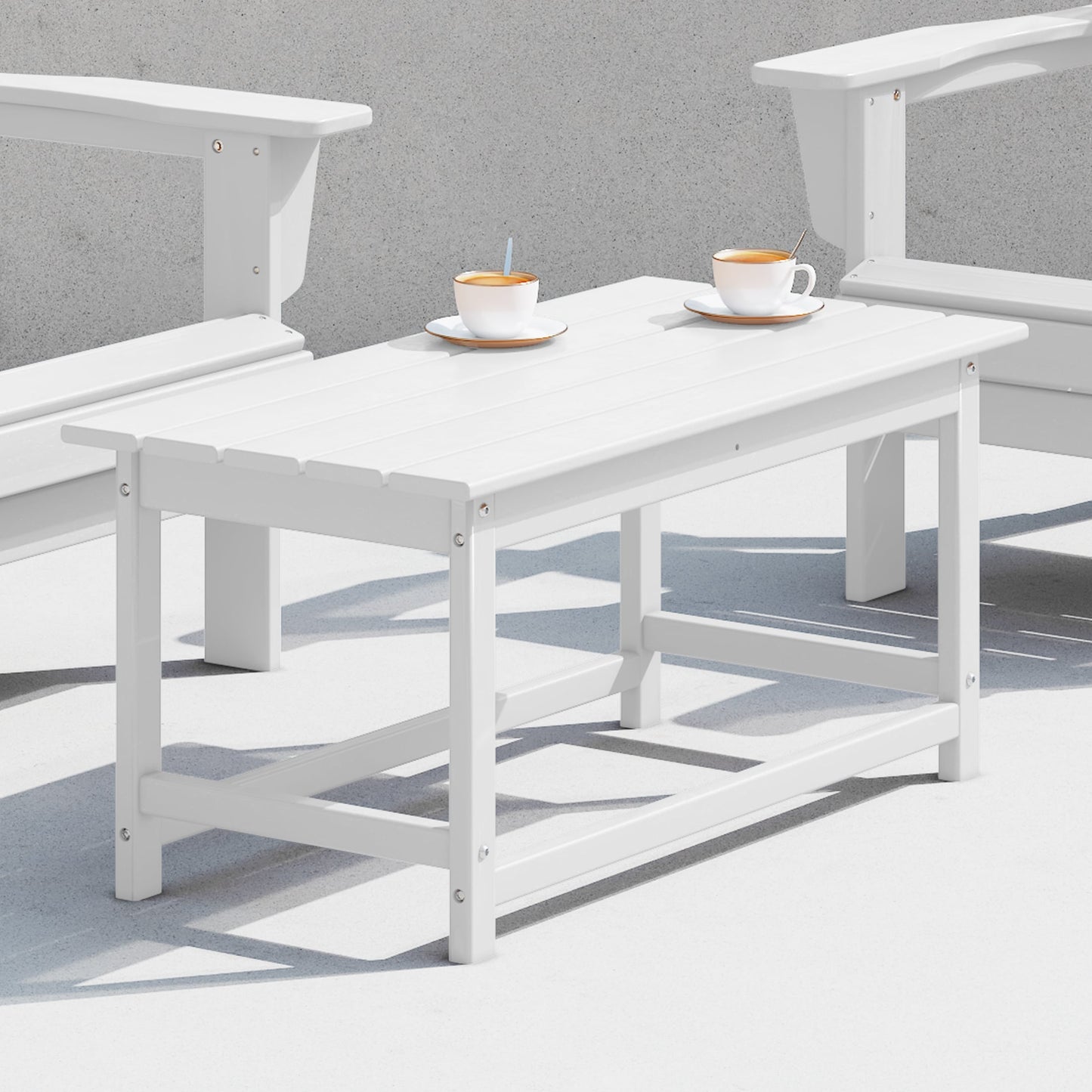 Polytrends Laguna Hdpe All Weather Outdoor Patio Rectangular Coffee Table