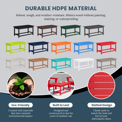 Polytrends Laguna Hdpe All Weather Outdoor Patio Rectangular Coffee Table