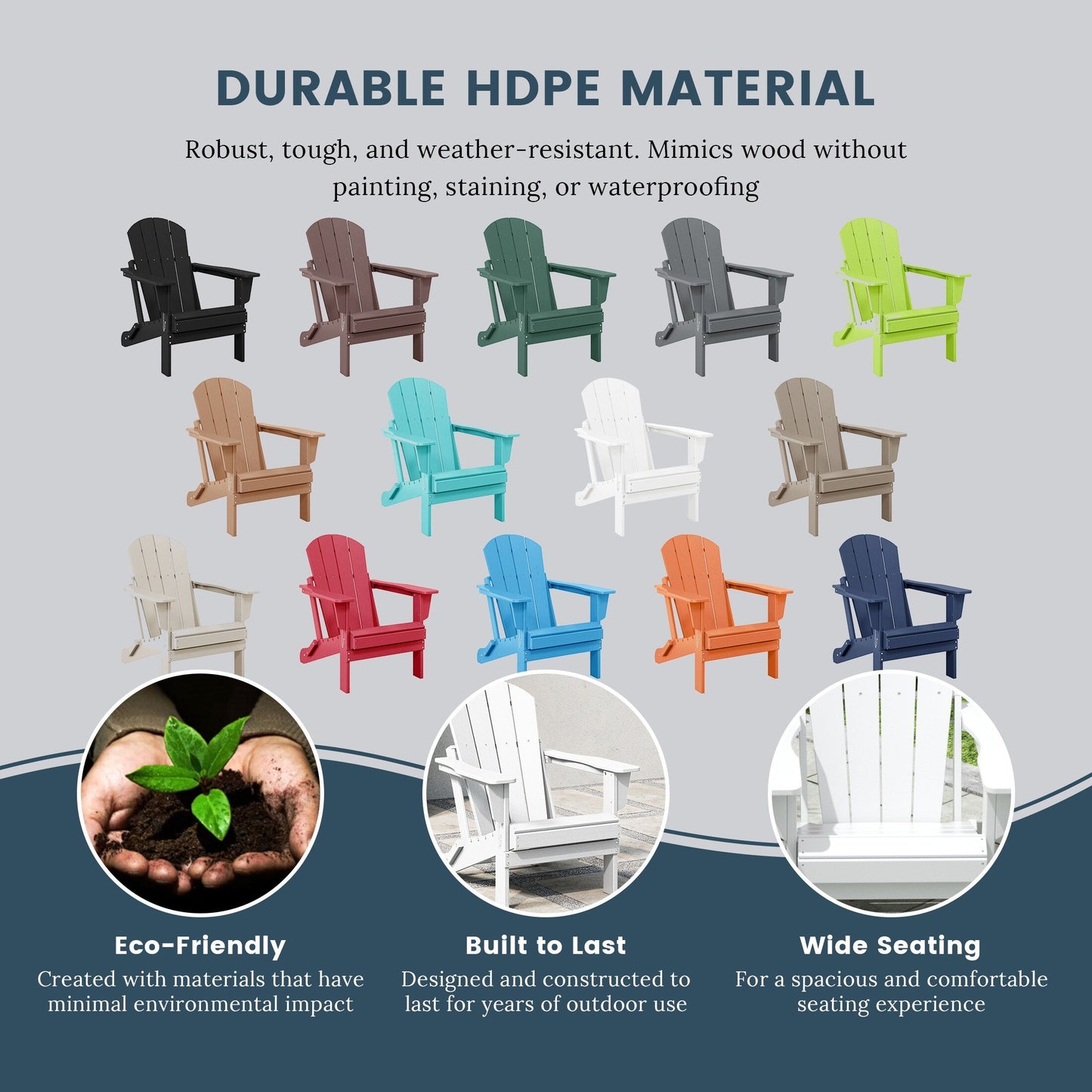 Polytrends Laguna Fauteuils Adirondack pliants d'extérieur résistants aux intempéries (lot de 2)