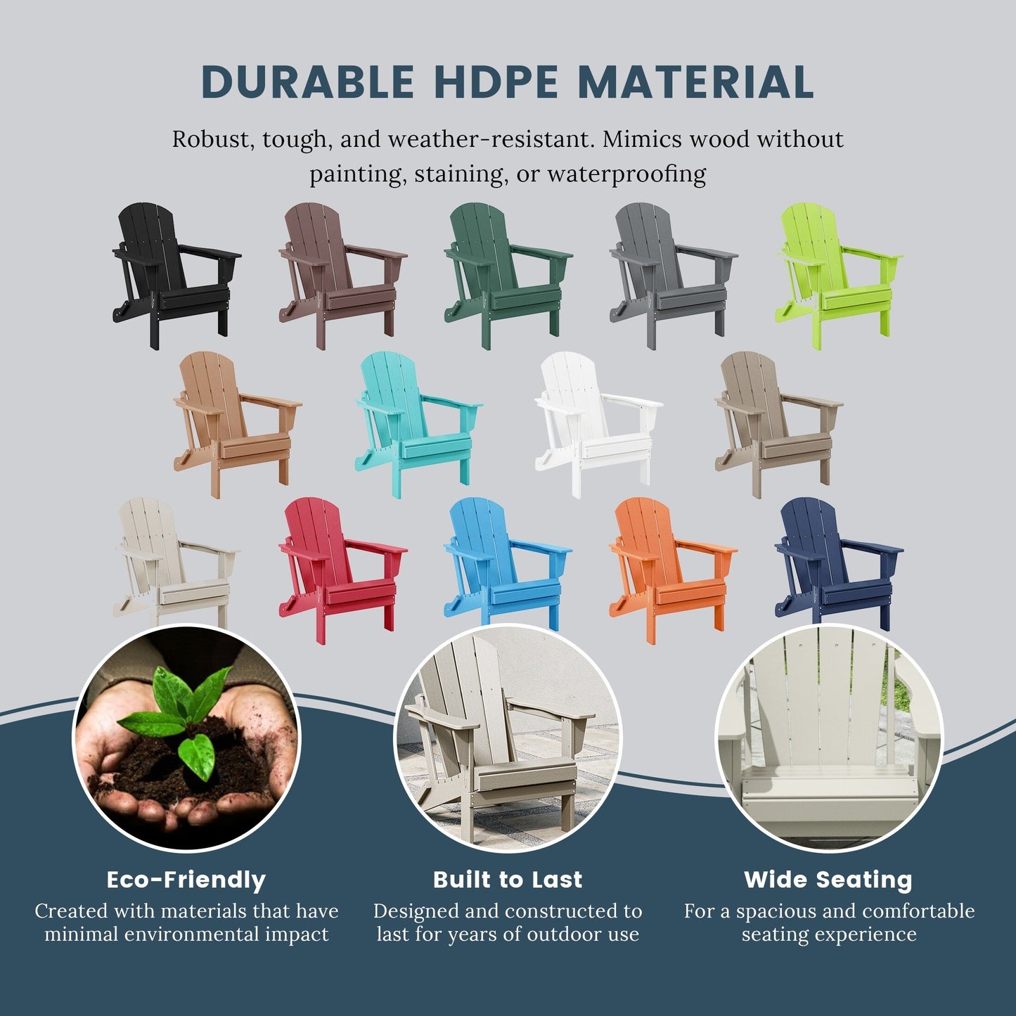 Polytrends Laguna Chaises de jardin pliantes Adirondack résistantes aux intempéries (lot de 4)