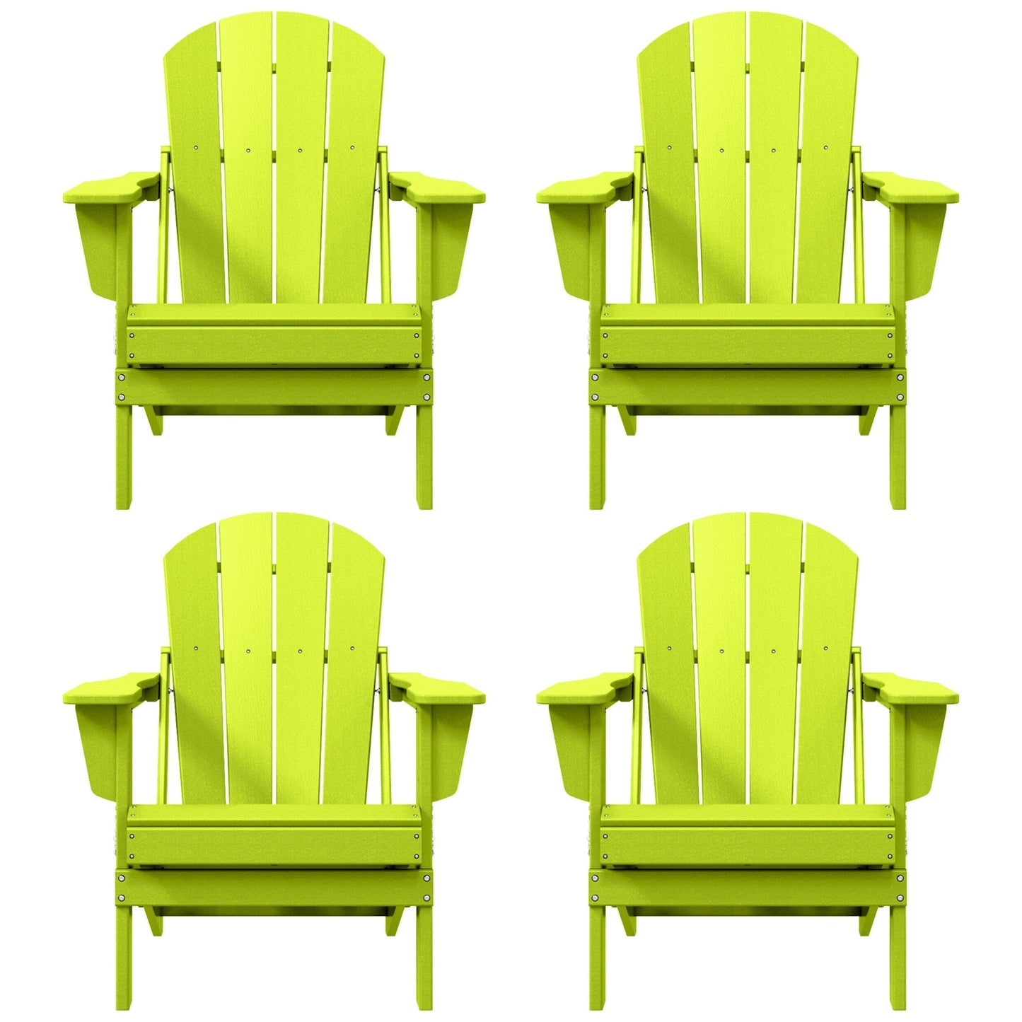 Polytrends Laguna Chaises de jardin pliantes Adirondack résistantes aux intempéries (lot de 4)