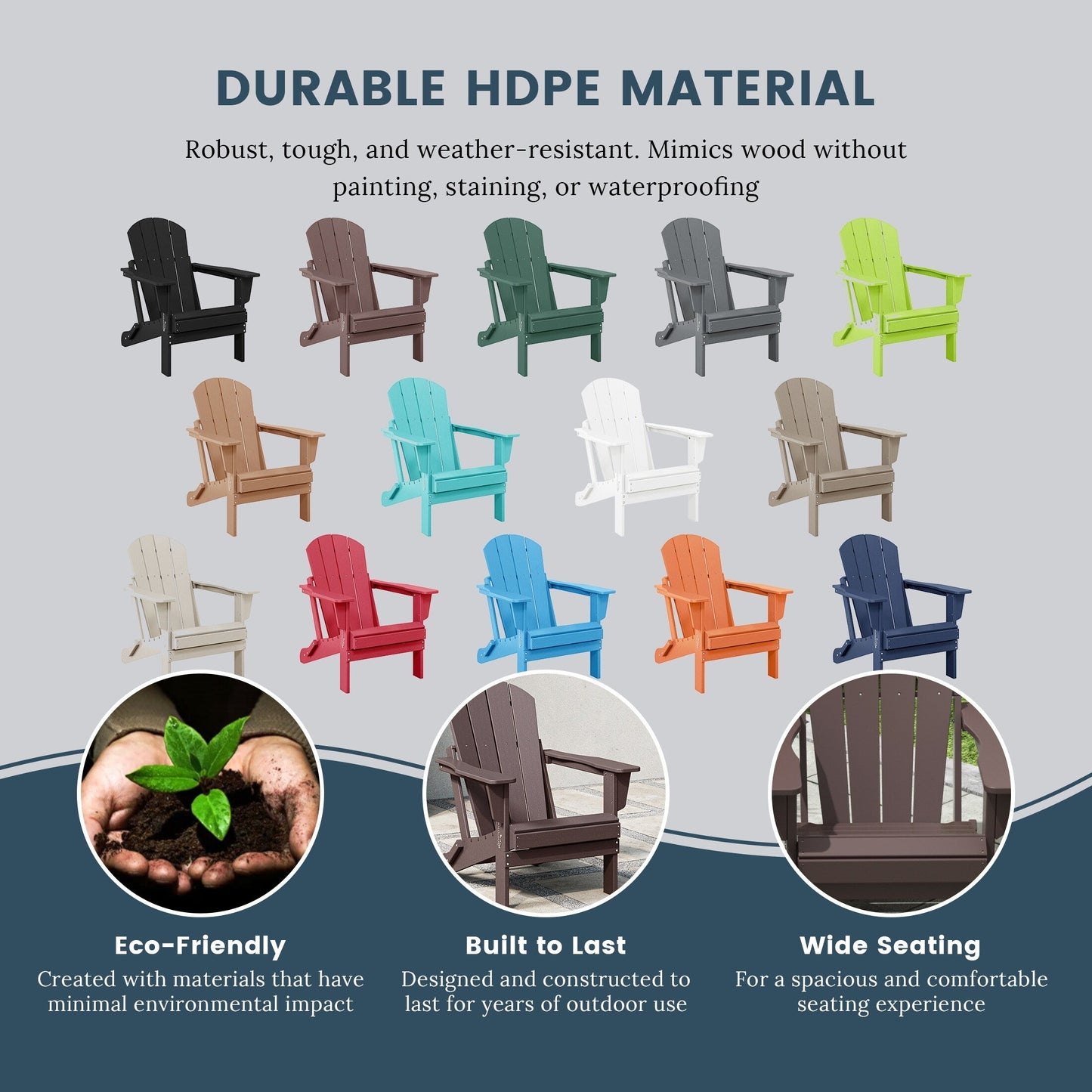 Polytrends Laguna Chaises de jardin pliantes Adirondack résistantes aux intempéries (lot de 4)