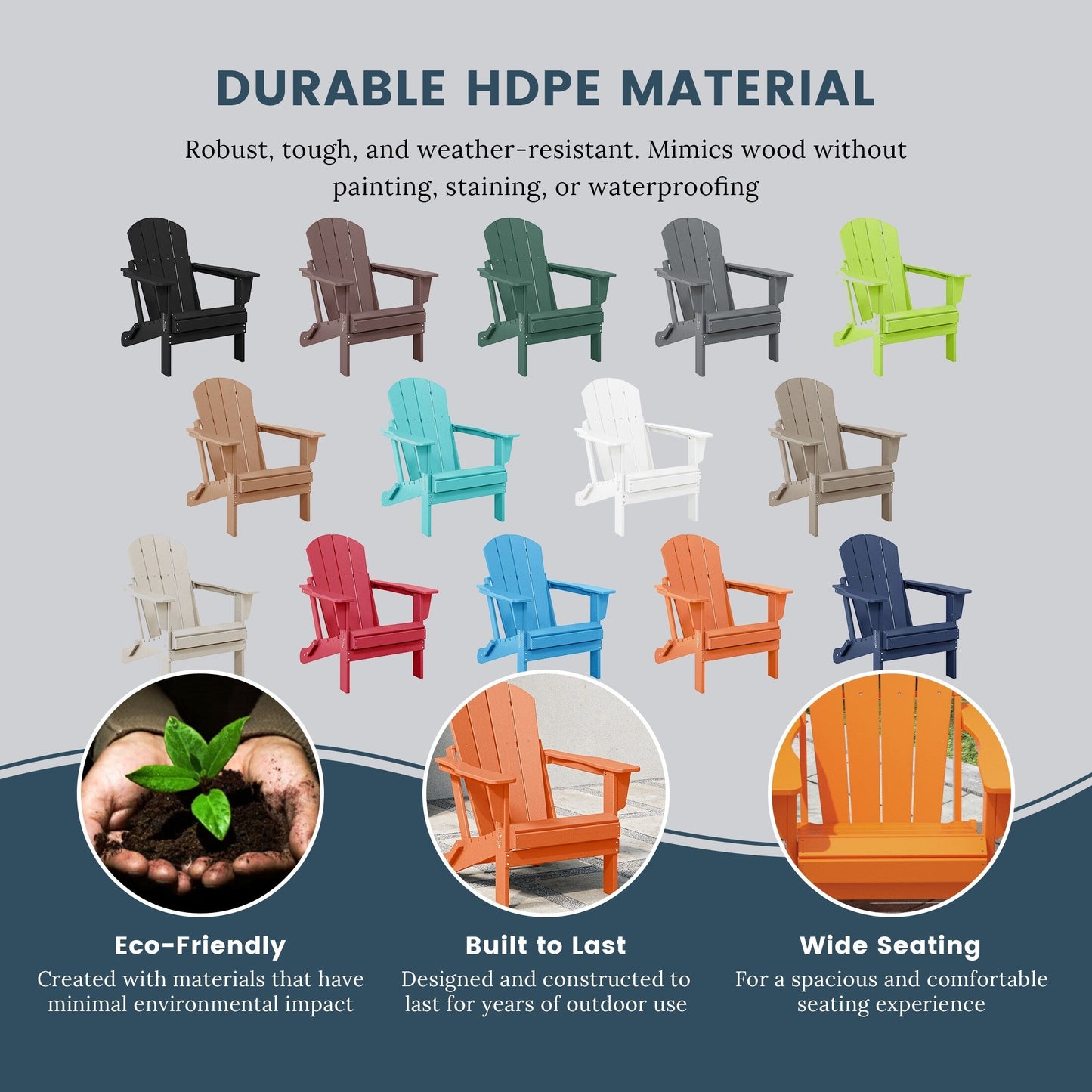 Polytrends Laguna Chaises de jardin pliantes Adirondack résistantes aux intempéries (lot de 4)