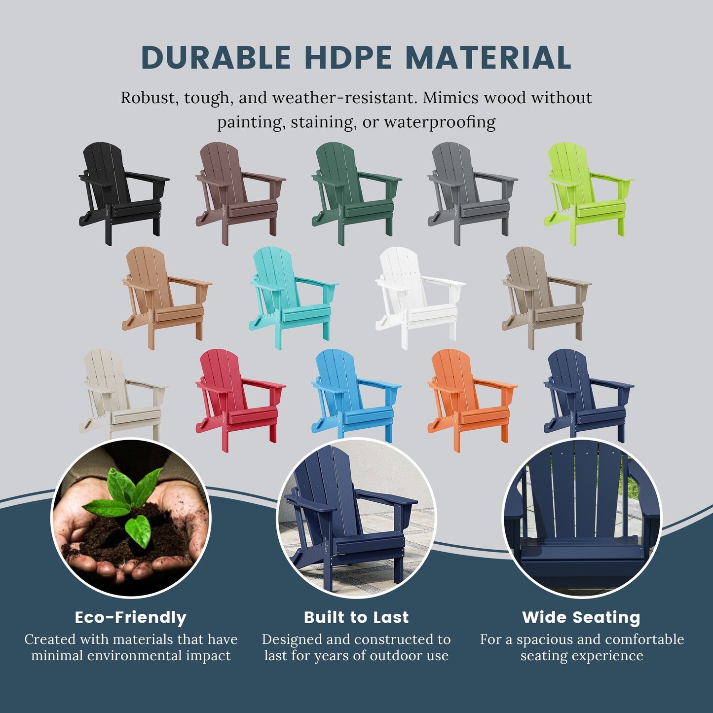 Polytrends Laguna Chaises de jardin pliantes Adirondack résistantes aux intempéries (lot de 4)