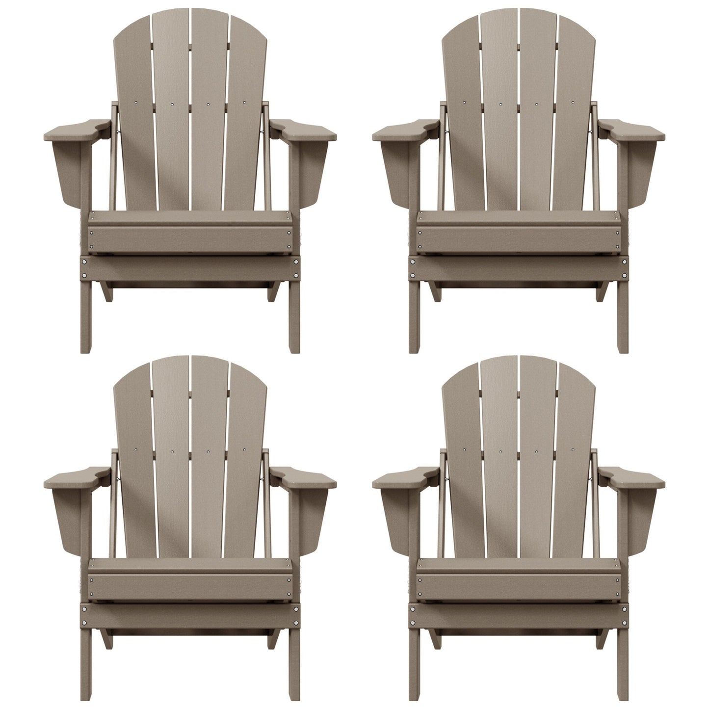 Polytrends Laguna Chaises de jardin pliantes Adirondack résistantes aux intempéries (lot de 4)