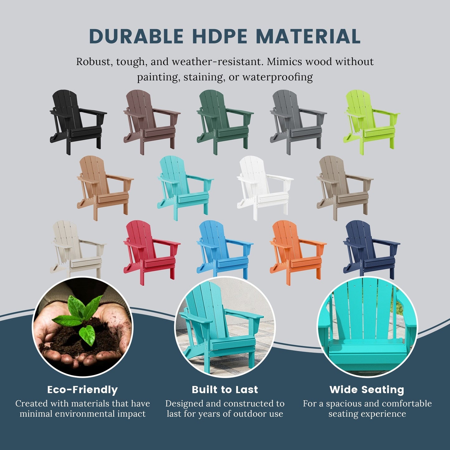 Polytrends Laguna Chaises de jardin pliantes Adirondack résistantes aux intempéries (lot de 4)