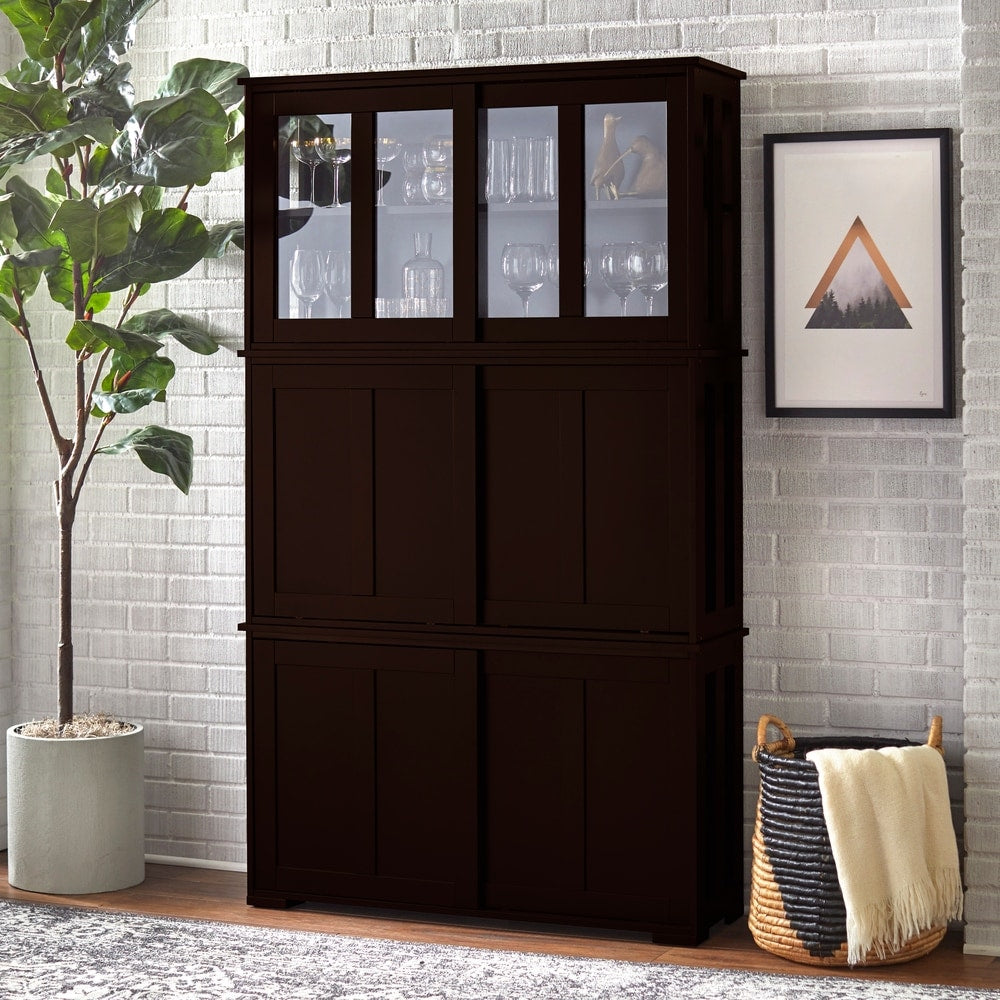 Buffet à vaisselle empilable avec portes coulissantes en verre Jefferson de Porch &amp; Den