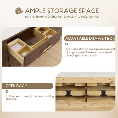 Meuble-lavabo Porto avec plan de travail en pierre de quartz blanche, sans miroir.