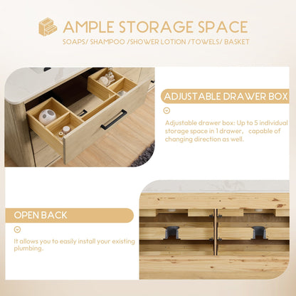 Meuble-lavabo Porto avec plan de travail en pierre de quartz blanche, sans miroir.