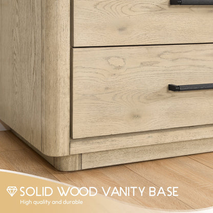 Meuble-lavabo Porto avec plan de travail en pierre de quartz blanche, sans miroir.