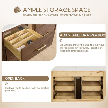 Meuble-lavabo Porto avec plan de travail en pierre de quartz blanche, sans miroir.