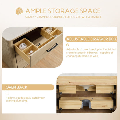 Meuble-lavabo Porto avec plan de travail en pierre de quartz blanche, sans miroir.