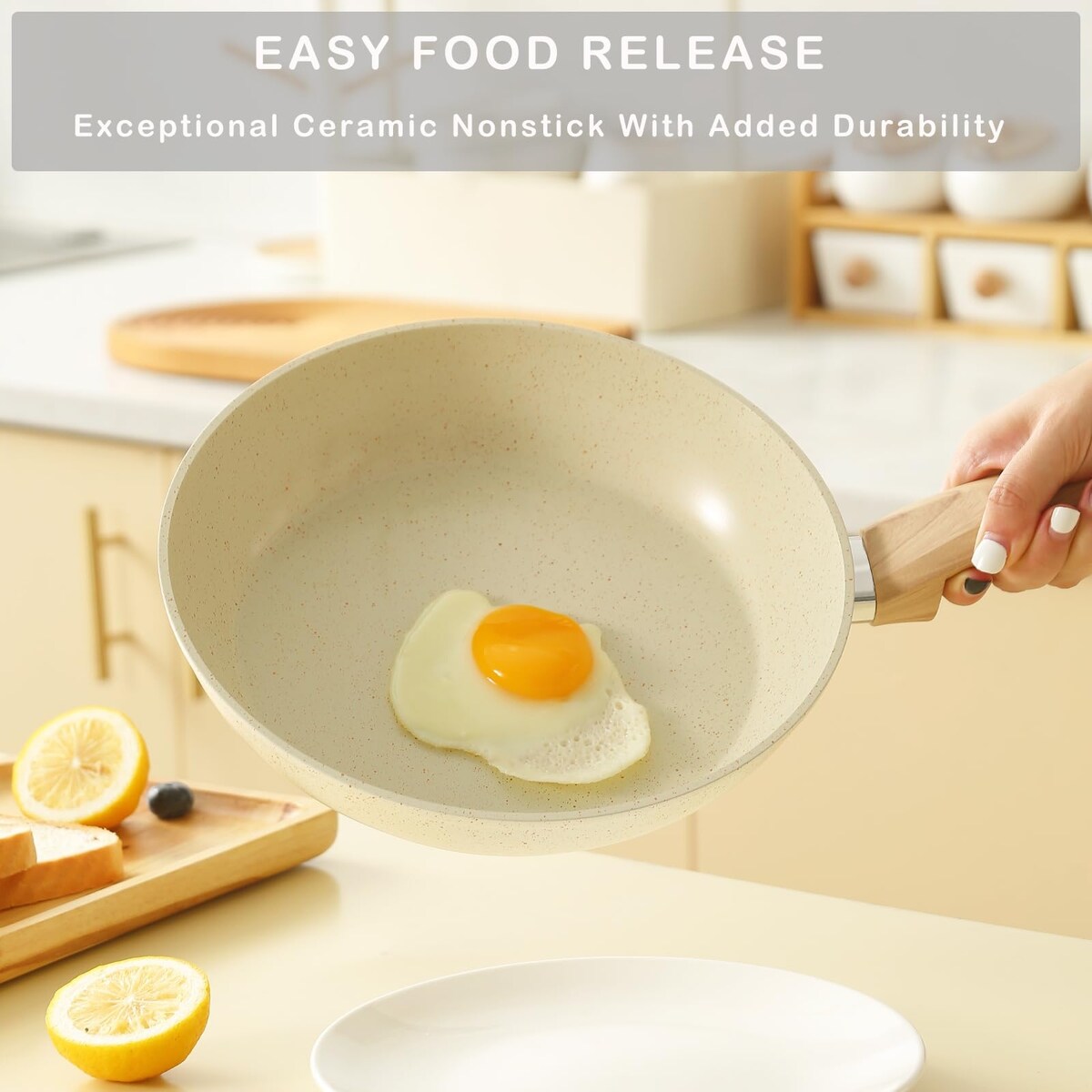 Ensemble de casseroles et poêles antiadhésives, ensemble de cuisine en céramique antiadhésif avec poêle à frire, casserole, poêle à sauté et cocotte.