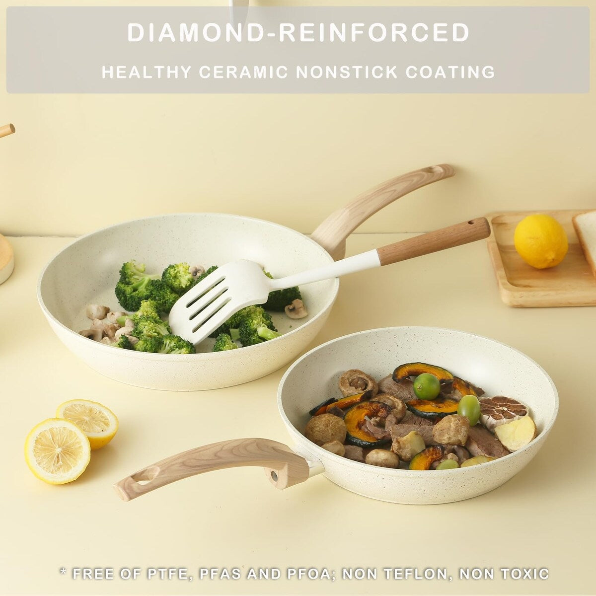 Ensemble de casseroles et poêles antiadhésives, ensemble de cuisine en céramique antiadhésif avec poêle à frire, casserole, poêle à sauté et cocotte.