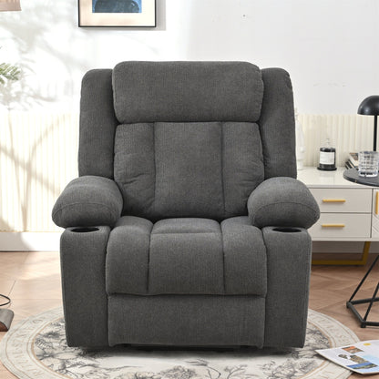 Fauteuil releveur électrique pour personnes âgées, fauteuils releveurs en tissu avec repose-pieds extensible, avec 2 porte-gobelets, poches latérales, télécommande.