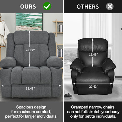 Fauteuil releveur électrique pour personnes âgées, fauteuils releveurs en tissu avec repose-pieds extensible, avec 2 porte-gobelets, poches latérales, télécommande.