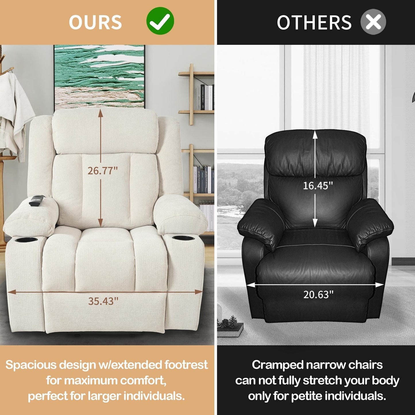 Fauteuil releveur électrique pour personnes âgées, fauteuils releveurs en tissu avec repose-pieds extensible, avec 2 porte-gobelets, poches latérales, télécommande.