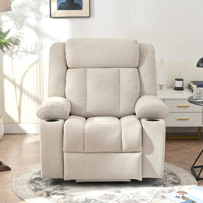 Fauteuil releveur électrique pour personnes âgées, fauteuils releveurs en tissu avec repose-pieds extensible, avec 2 porte-gobelets, poches latérales, télécommande.