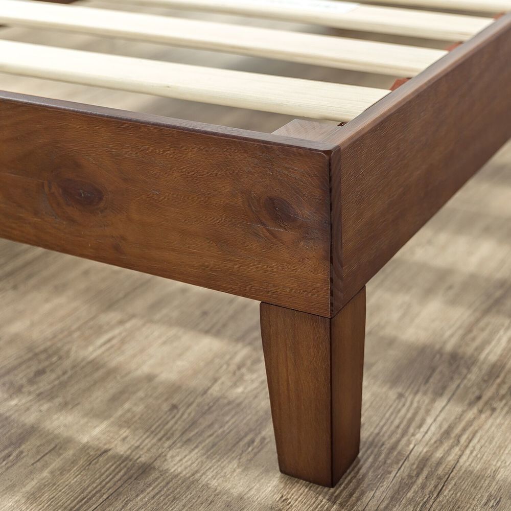 Lit-plateforme en bois massif Priage de Zinus, modèle Deluxe Antique Espresso