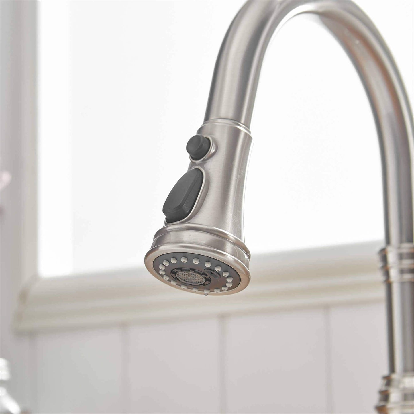 Robinet de cuisine à tirer, simple commande, moderne, à un trou, avec lanceur d'eau rétractable, pour évier de cuisine, avec plaque de montage.