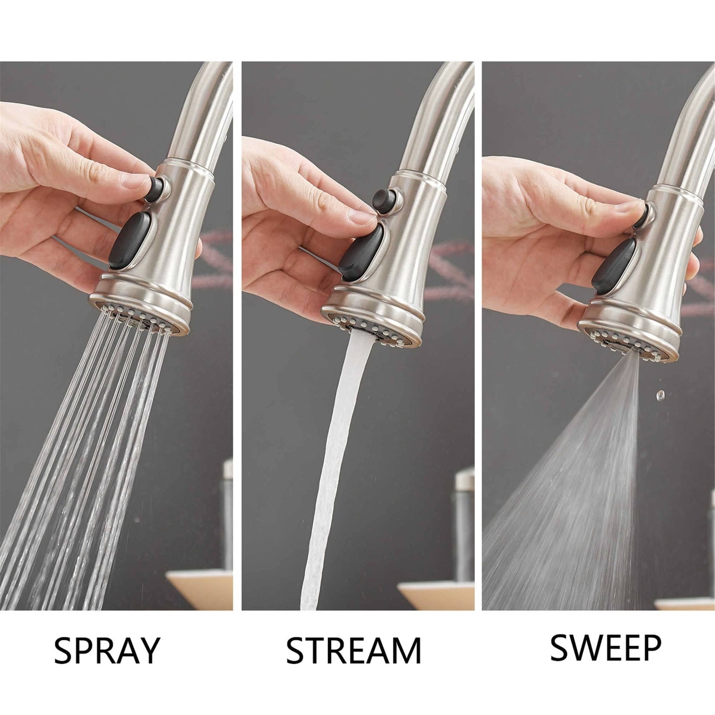 Robinet de cuisine à tirer, simple commande, moderne, à un trou, avec lanceur d'eau rétractable, pour évier de cuisine, avec plaque de montage.