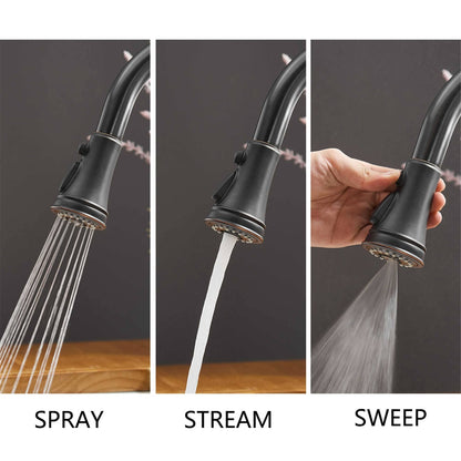 Robinet de cuisine à tirer, simple commande, moderne, à un trou, avec lanceur d'eau rétractable, pour évier de cuisine, avec plaque de montage.