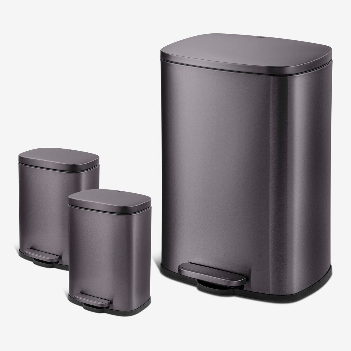 Qualiazero 13.2 GAL plus DEUX poubelles rectangulaires à ouverture par pied de 1.3 GAL - Pack familial