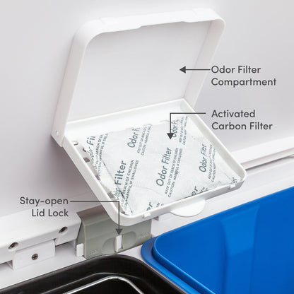 Qualiazero Poubelle de recyclage rectangulaire à pédale de 16 gallons (8 gallons pour la partie double) - Acier inoxydable