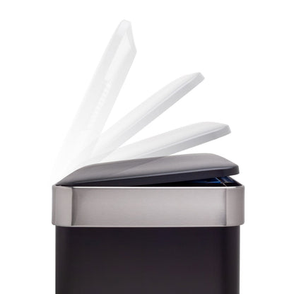 Qualiazero Poubelle de recyclage rectangulaire à pédale de 16 gallons (8 gallons pour la partie double) - Acier inoxydable