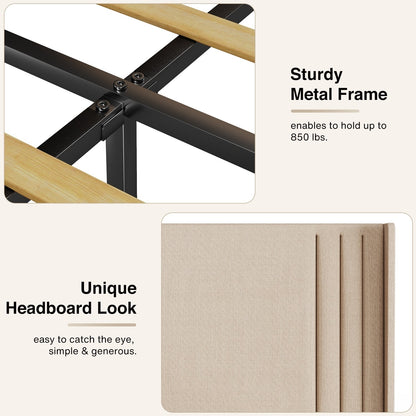 Lit capitonné avec chevet à oreilles et capitonnage vertical, taille Queen/Double