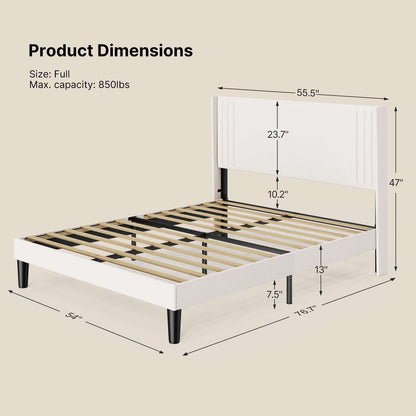 Lit capitonné avec chevet à oreilles et capitonnage vertical, taille Queen/Double