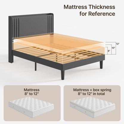 Lit capitonné avec chevet à oreilles et capitonnage vertical, taille Queen/Double