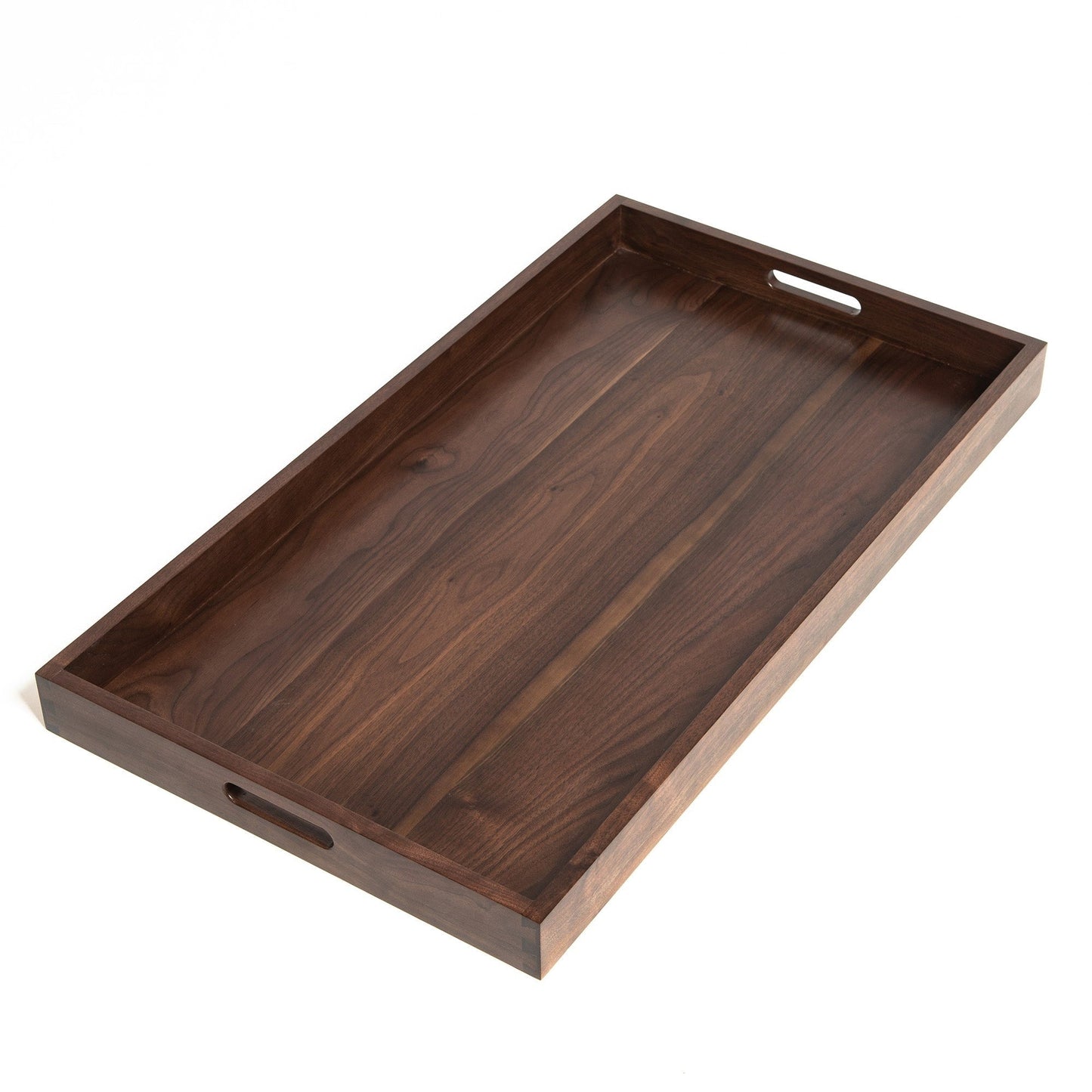 KINWELL Rectangle Black Walnut Wood Serving Tray Ottoman Tray