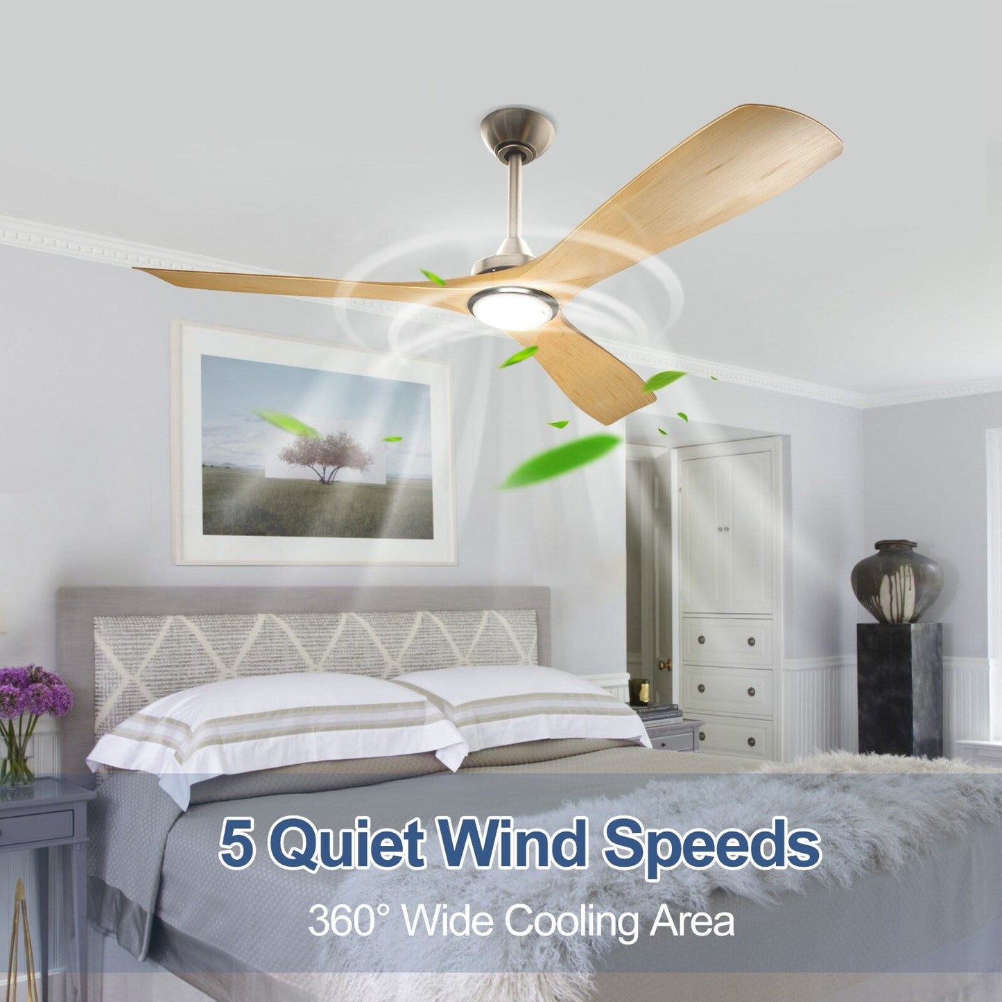 Ventilateur de plafond à télécommande avec éclairage, à encastrer